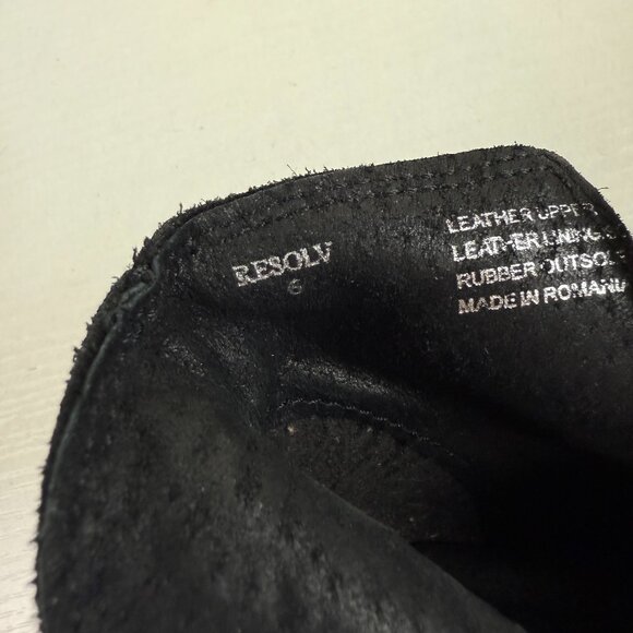 Like New Steve Madden RESOLV Black Suede Leather Ankle Boots Block Heel - Picture 9 of 12